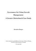 Governance for Urban Growth Management: A Greater Christchurch Case Study