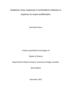 Oxidative stress responses in Echinoderm embryos in response to ocean acidification.