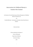 Interventions for childhood obesity in Southern New Zealand