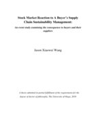 Stock Market Reaction to A Buyer’s Supply Chain Sustainability Management: An event study examining the consequence to buyers and their suppliers