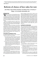 Reform of Choice of Law Rules for Tort