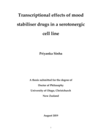 Transcriptional effects of mood stabiliser drugs in a serotonergic cell line