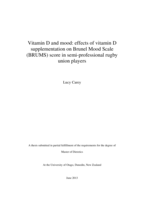 Vitamin D and mood: effects of vitamin D supplementation on Brunel Mood Scale (BRUMS) score in semi-professional rugby union players