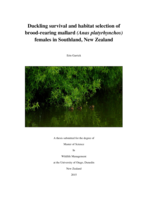 Duckling survival and habitat selection of brood-rearing mallard (Anas platyrhynchos) females in Southland, New Zealand