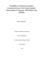 Possibility of Telecommunication Universal Service in the Pacific Islands; Case studies of Vanuatu, PEACESAT and USPNet