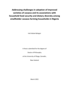 Addressing challenges in adoption of improved varieties of cassava and its associations with household food security and dietary diversity among smallholder cassava farming households in Nigeria