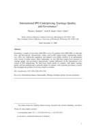 International IPO underpricing, earnings quality, and governance