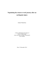 Negotiating the return to work journey after an earthquake injury