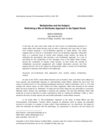 Multiplicities and the Subject: Rethinking a Mix-of-Attributes Approach in the Digital World