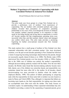 Mothers' experiences of cooperative coparenting with their coresident partners in Aotearoa/New Zealand