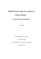 John Fewterer's Myrrour or Glasse of Christes Passion: a partial edition with commentary