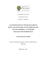 An exploration of appearance-driven fruit and vegetable waste through the eyes of children: A consumer socialisation perspective