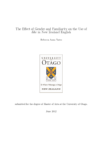 The Effect of Gender and Familiarity on the Use of like in New Zealand English
