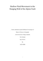 Shallow Fluid Movement in the Hanging Wall of the Alpine Fault