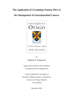 The Application of Circulating Tumour DNA to the Management of Gastrointestinal Cancers.