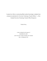 Is patent law effective at protecting Māori medical knowledge in mānuka from commercial exploitation by University Technology Transfer Offices? - a New Zealand University Technology Transfer Office Perspective