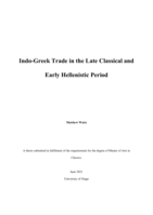 Indo-Greek Trade in the Late Classical and Early Hellenistic Period
