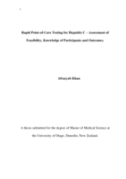 Rapid Point-of-Care Testing for Hepatitis C – Assessment of Feasibility, Knowledge of Participants and Outcomes.