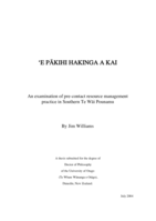 `E pakihi hakinga a kai: An examination of pre-contact resource management practice in Southern Te Wai Pounamu