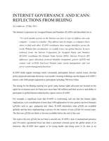 Internet Governance and ICANN: Reflections from Beijing
