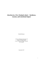 Abortion in a New Zealand cohort - Incidence, reasons and emotional impact