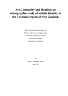Art, Liminality and Healing: an ethnographic study of artistic identity in  the Taranaki region of New Zealand.