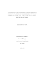 An Edition of Marian Devotional Texts Extant in English Manuscripts of the Fifteenth and Early-Sixteenth Centuries