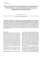 Three year old twins and singletons: A comparison of some perinatal, environmental, experiential and developmental characteristics