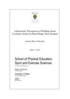Adolescents’ Perceptions of Walking versus Cycling to School in Rural Otago, New Zealand