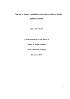 Staying at home: A qualitative descriptive study on Pacific palliative health
