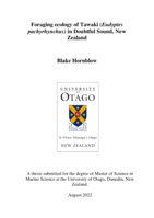 Foraging ecology of Tawaki (Eudyptes pachyrhynchus) in Doubtful Sound, New Zealand
