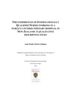 The experiences of internationally qualified nurses working in a publicly-funded tertiary hospital in New Zealand: A qualitative descriptive study