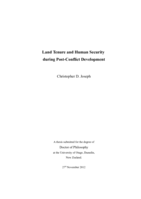 Land Tenure and Human Security During Post-Conflict Development