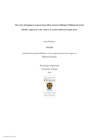 How does belonging to a sports team effect mental wellbeing? Utilizing the Social Identity Approach in the context of a male adolescent rugby team.