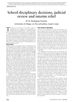 School Disciplinary Decisions, Judicial Review and Interim Relief