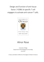 Design and function of anti-tissue factor/41BBL bi specific T cell engagers to activate anti-cancer T cells