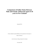 Comparison of iodine status between male and female adolescent