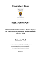 Development of a non-invasive "liquid biopsy" for Kingella kingae infections in children using cell-free DNA