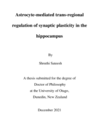 Astrocyte-mediated trans-regional regulation of synaptic plasticity in the hippocampus