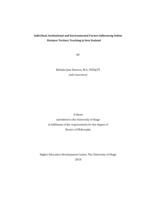 Individual, Institutional and Environmental Factors Influencing Online Distance Tertiary Teaching in New Zealand