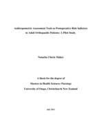 Anthropometric Assessment Tools as Postoperative Risk Indictors in Adult Orthopaedic Patients: A Pilot Study
