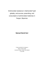 Antimicrobial resistance in Salmonella Typhi globally, and sources, prescribing, and consumption of antimicrobial medicines in Yangon, Myanmar