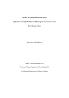 “The Key for Giving Out Our Life Story”:  Explorations of Longitudinal Research Participants’ Constructions of the  Data-Sharing Debate