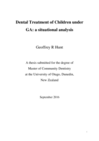 Dental Treatment of Children under GA: a situational analysis