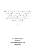 The in situ nitrogen (ammonium and nitrate) uptake kinetics of Macrocystis pyrifera (L.) C. Agardh: applications for integrated multi-trophic aquaculture (IMTA) in Big Glory Bay, Stewart Island, New Zealand