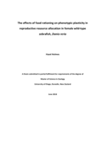 The effects of food rationing on phenotypic plasticity in reproductive resource allocation in female wild-type zebrafish, Danio rerio
