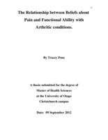 The Relationship between Beliefs about Pain and Functional Ability with Arthritic conditions.