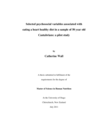 Selected psychosocial variables associated with a heart healthy diet in a sample of 50 year old Cantabrians: a pilot study