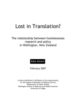 Lost in Translation? The relationship between homelessness research and policy in Wellington, New Zealand