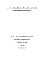 Low dose inhaled carbon monoxide and cardiac ischaemia reperfusion injury